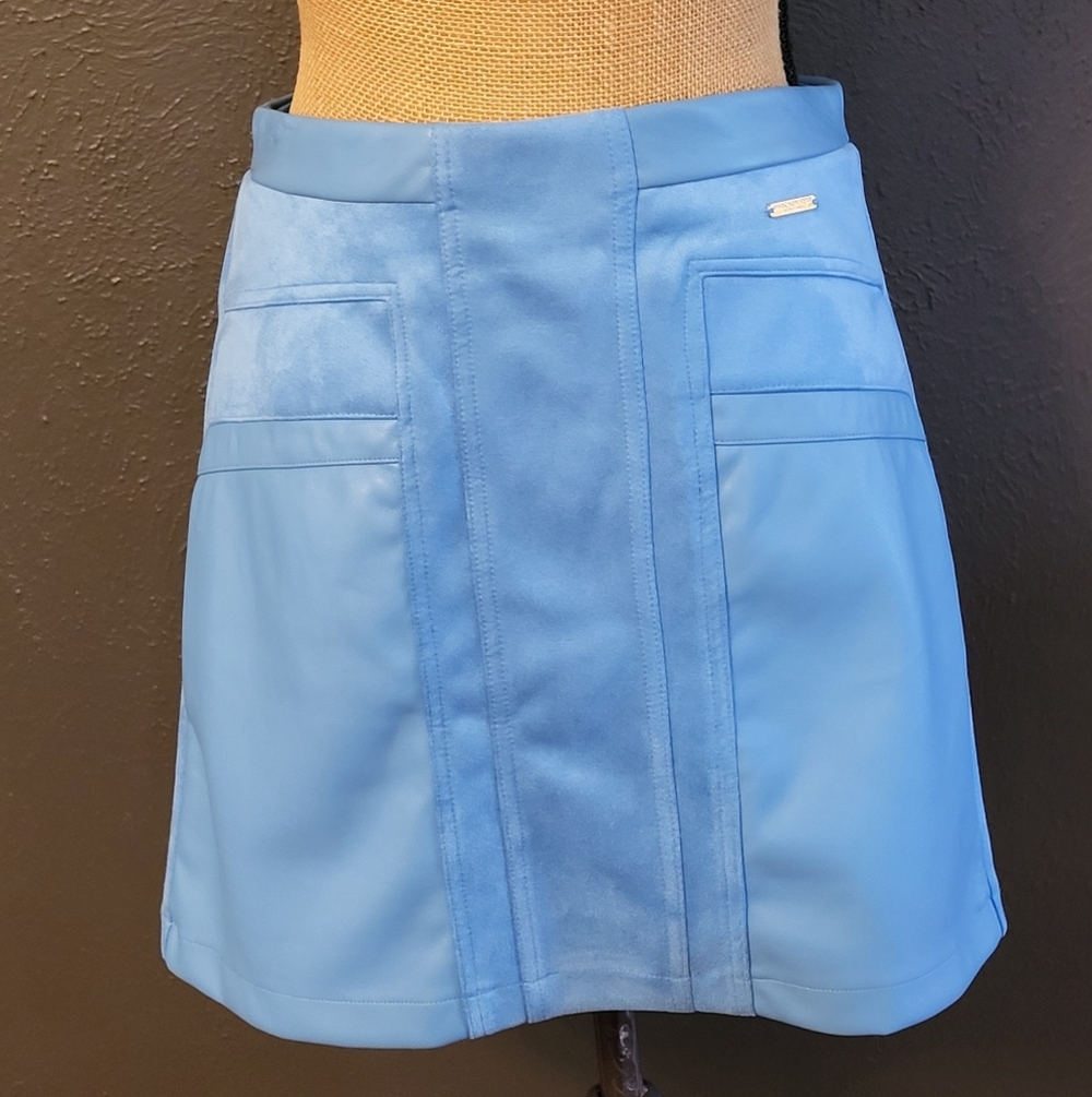 Andrew Marc XS Blue Faux Suede Pull-on Skirt